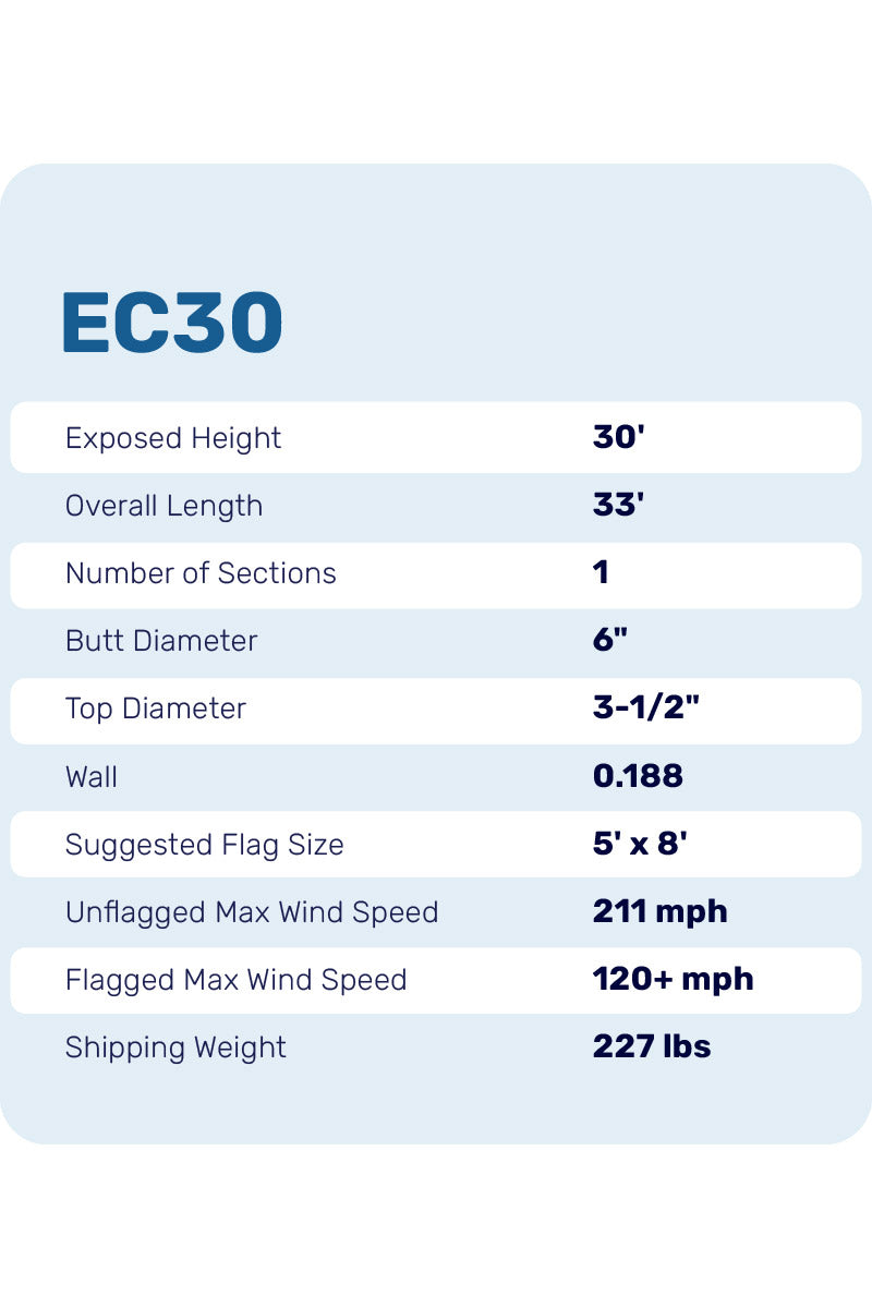 30ft Heavy Duty Flagpole - EC30