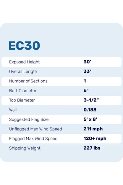 30ft Heavy Duty Flagpole - EC30