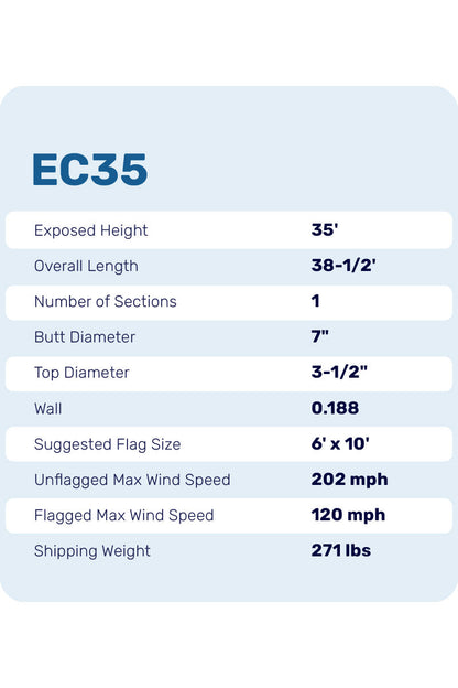 35ft Heavy Duty Flagpole - EC35