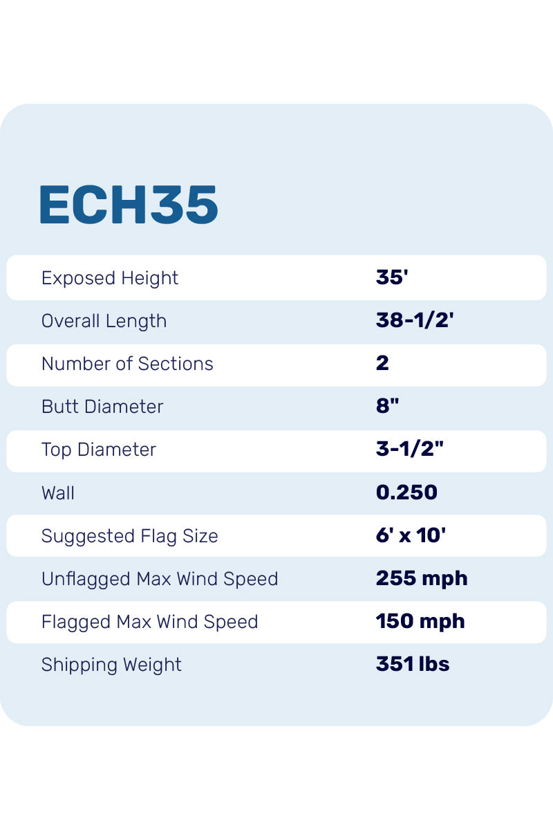 35ft Hurricane Flagpole - ECH35