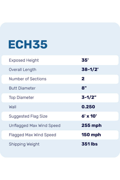 35ft Hurricane Flagpole - ECH35