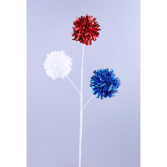 24" Patriotic Firework Tinsel Ball Spray