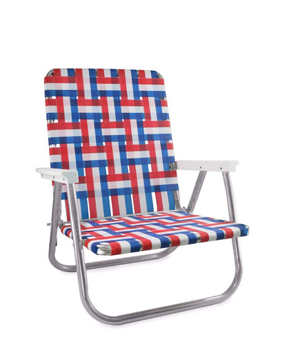 The Patriot Low Beach Chair - Red White Blue Aluminum Folding Chair