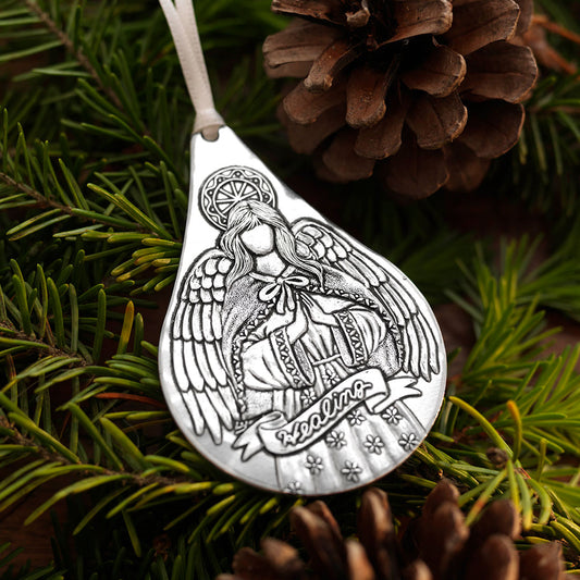 Healing Angel Teardrop Ornament by Wendell August Forge