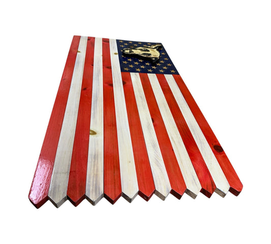 Wooden American Picket Fence Flag with Customization and Ground Stakes
