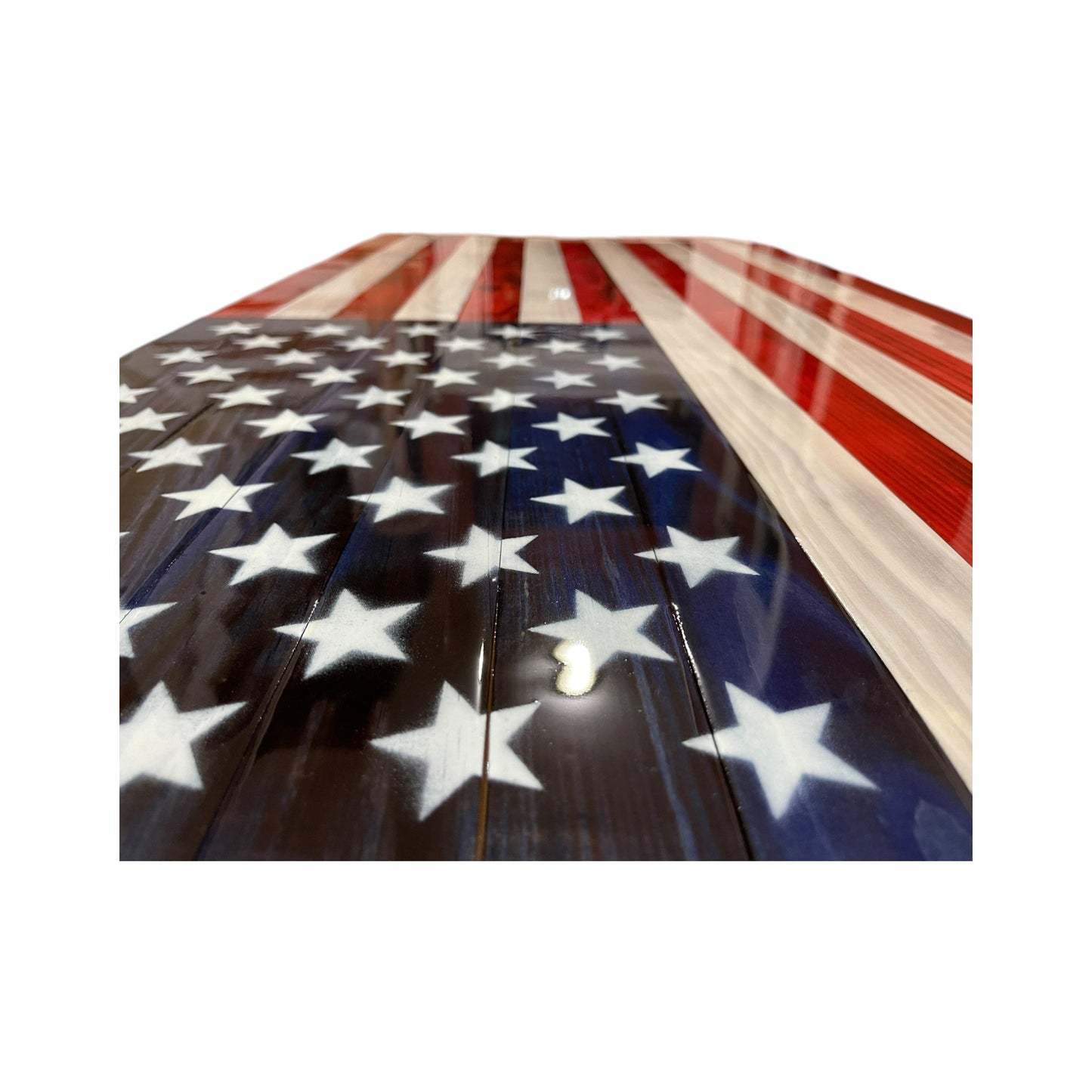 Wooden American Flag with Epoxy Coating and Custom Engraving