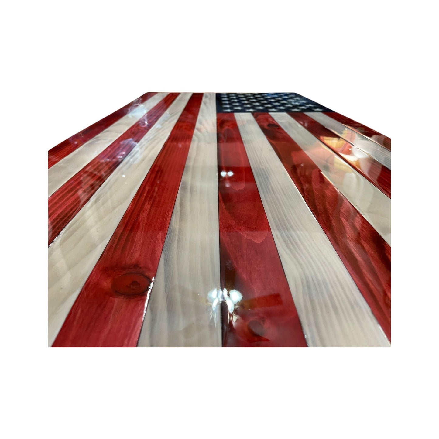 Wooden American Flag with Epoxy Coating and Custom Engraving