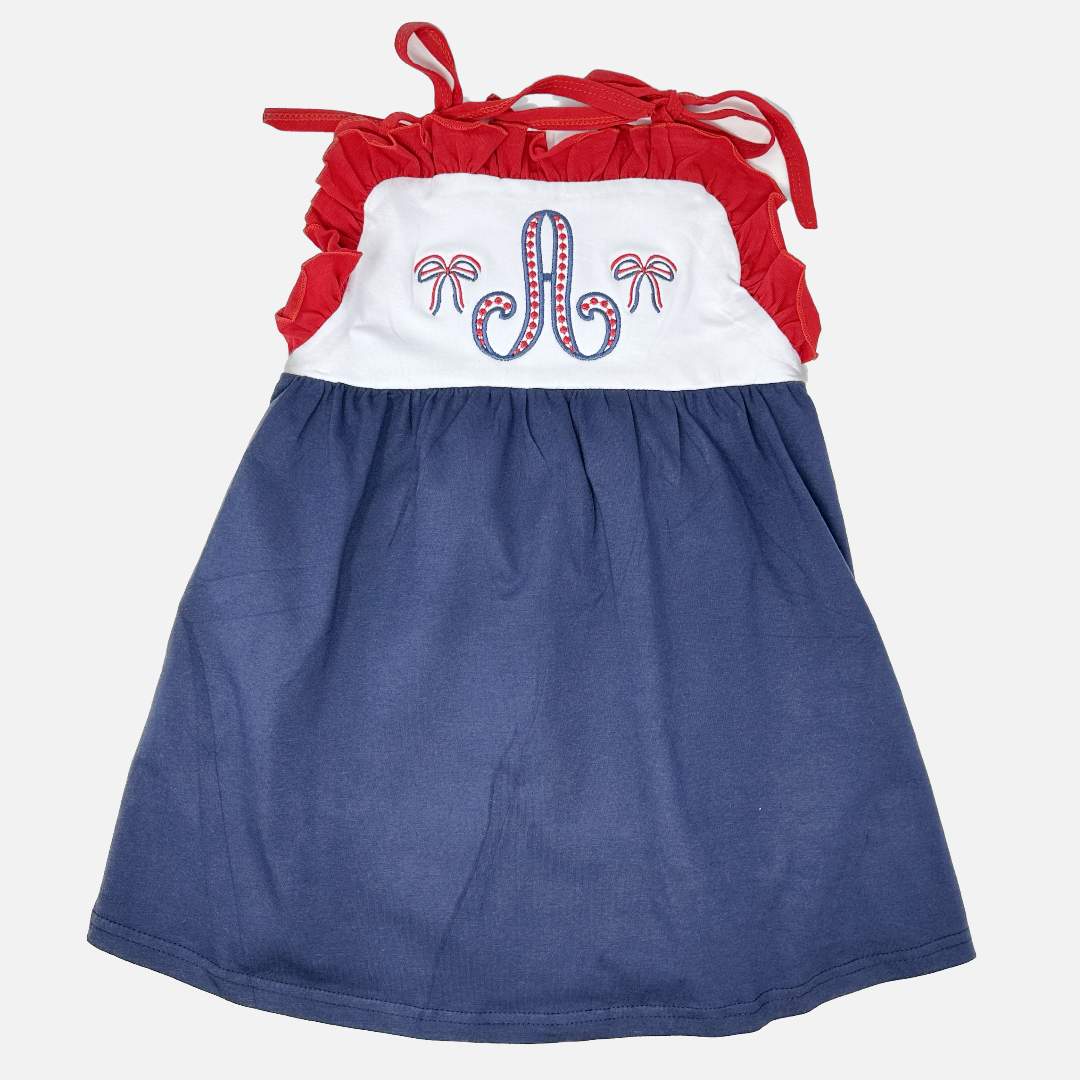 Red, White & Blue Tie Strap Dress - Kids Patriotic | Three Bees Co