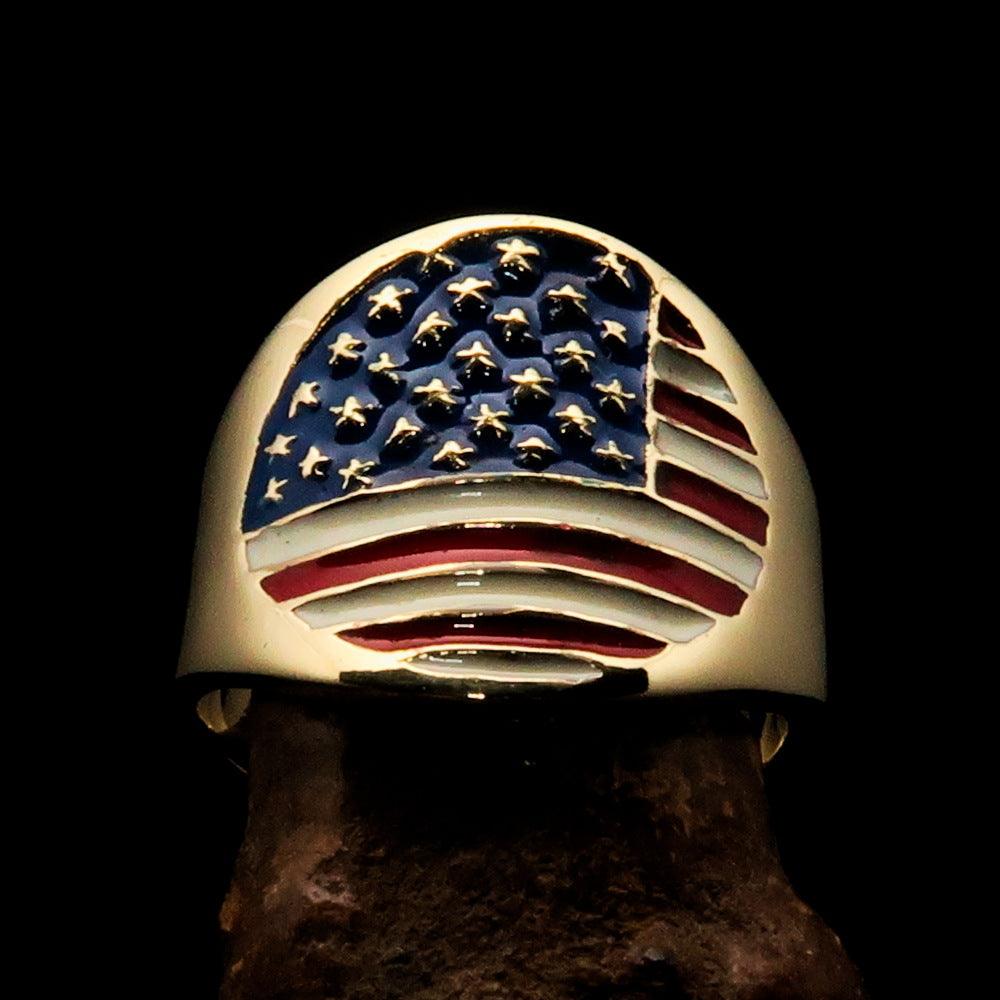 Perfectly crafted Men's National Flag Ring United States - solid Brass