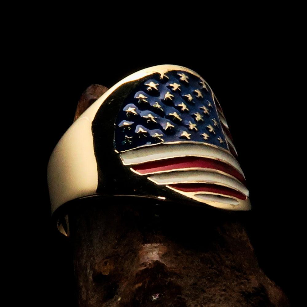 Perfectly crafted Men's National Flag Ring United States - solid Brass