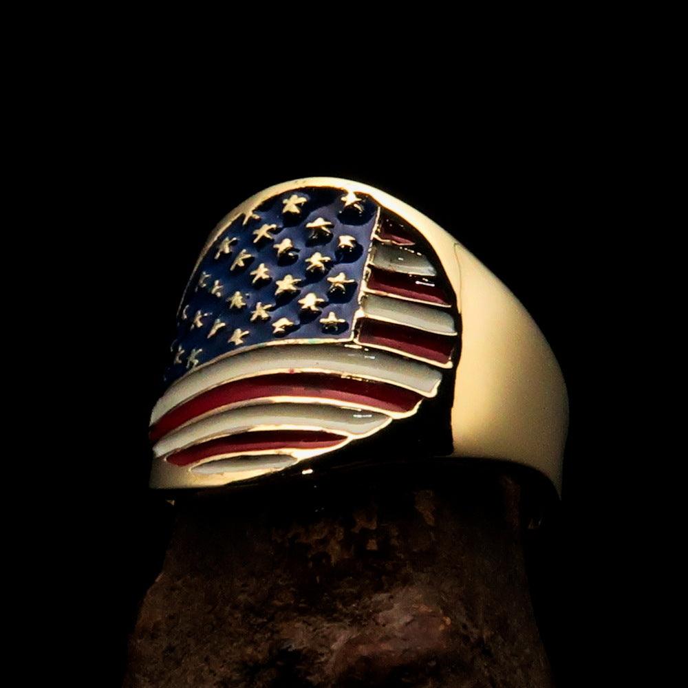 Perfectly crafted Men's National Flag Ring United States - solid Brass