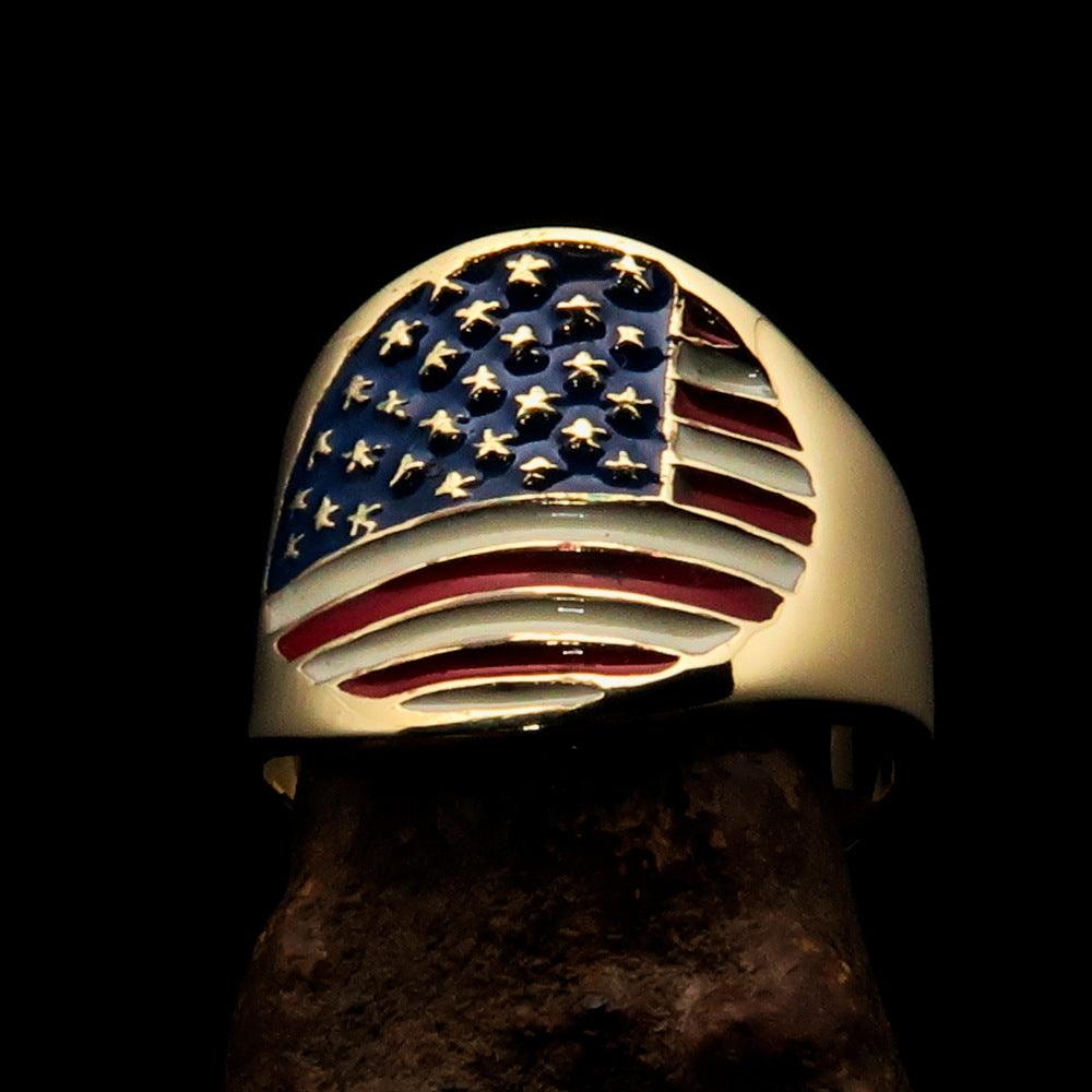 Perfectly crafted Men's National Flag Ring United States - solid Brass