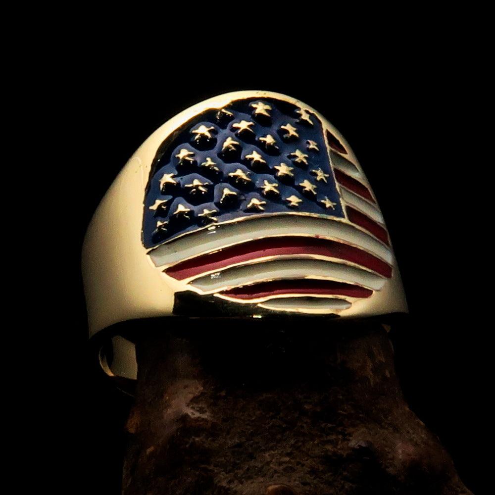 Perfectly crafted Men's National Flag Ring United States - solid Brass