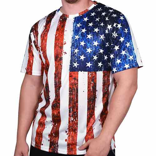 Men's American Flag Sublimated T-Shirt - Vertical Stars & Stripes