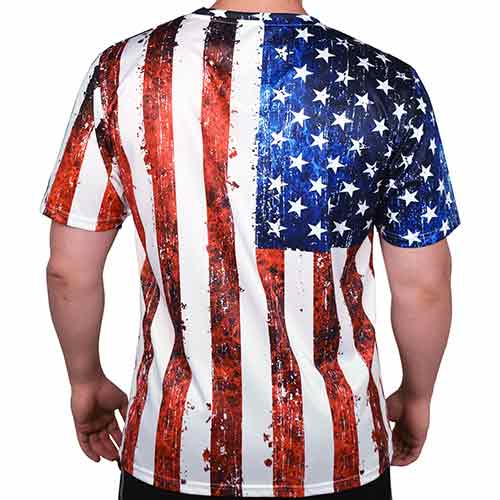 Men's American Flag Sublimated T-Shirt - Vertical Stars & Stripes