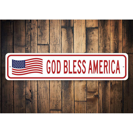 God Bless America US American Flag Sign
