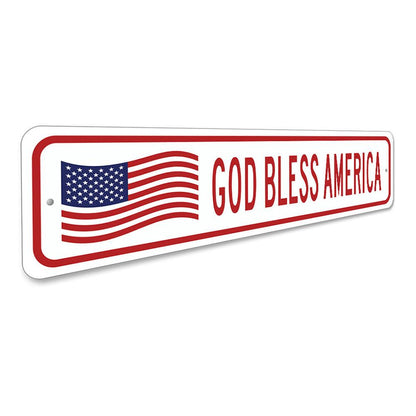 God Bless America US American Flag Sign