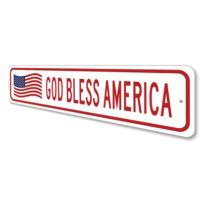 God Bless America US American Flag Sign