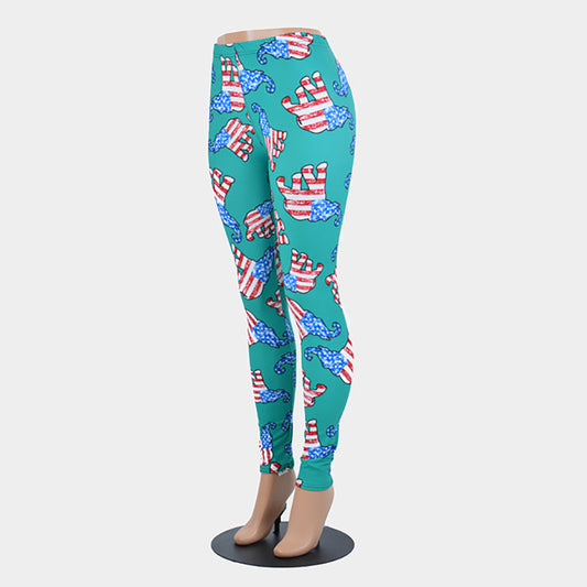 American USA Flag Elephant Pattern Leggings