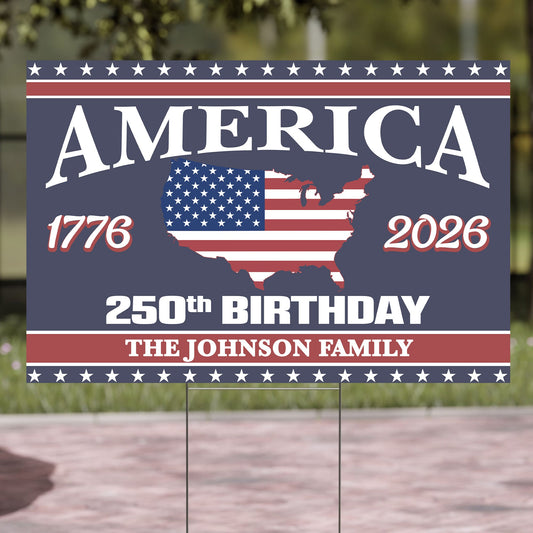 Happy 250 Years Birthday USA Yard Sign | America Anniversary Yard Sign | Patriotic 4th of July Yard Sign | Independence Day Yard Sign 682485
