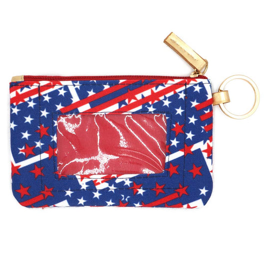 American USA Flag Patterned ID Wallet Detachable Lanyard