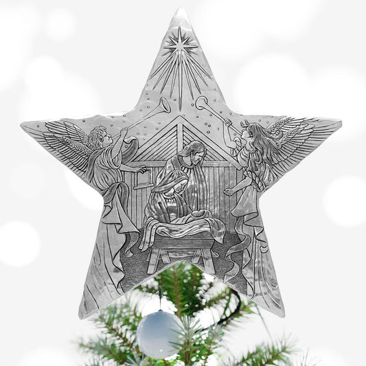 Holy Family Star Tree Topper displayed for the holidays