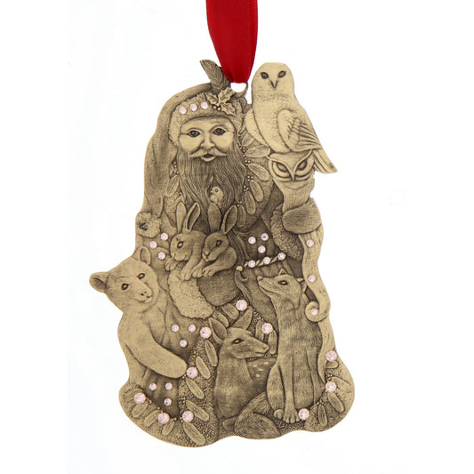 Woodland Santa Ornament (Bronze) by Wendell August Forge