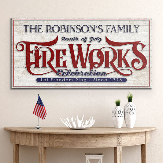 Personalized 4th of July Fireworks Celebration Sign | Custom Independence Day Wall Art