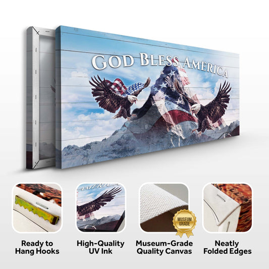 God Bless America Personalized Sign | Patriotic Canvas Wall Art