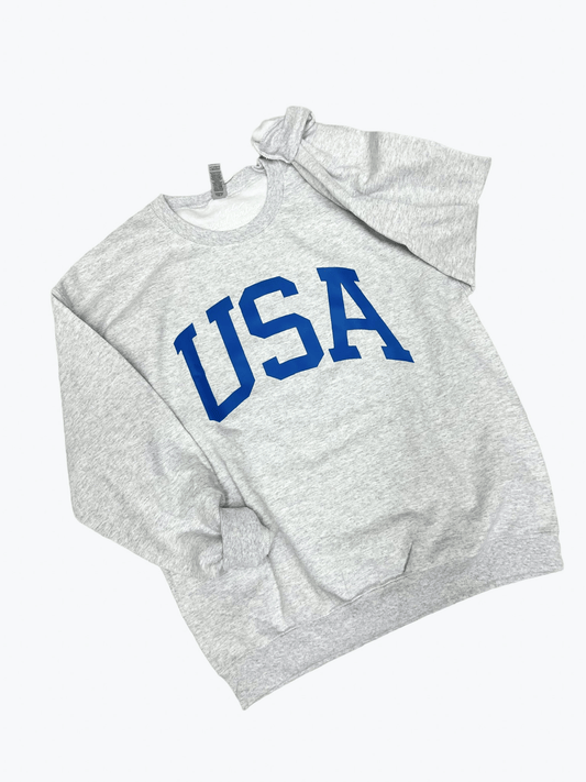 Gray & Blue USA Crewneck - Patriotic Sweatshirt | Wild Kard