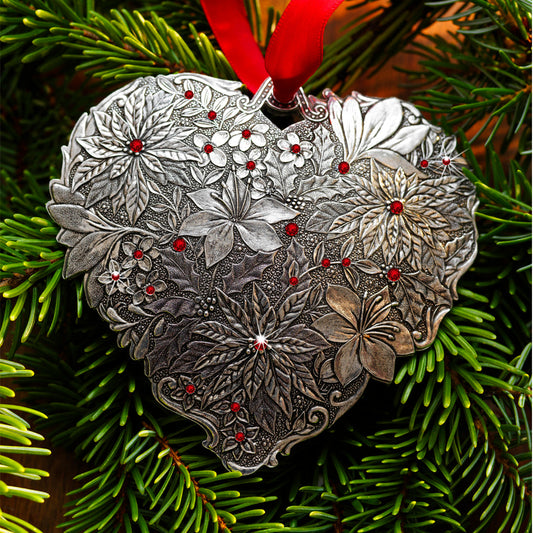 Seasons of Love- Winter Floral Heart Ornament (Aluminum) – alternate view 2