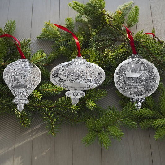 Portraits of Christmas 3-Piece Ornament Set by Wendell August Forge
