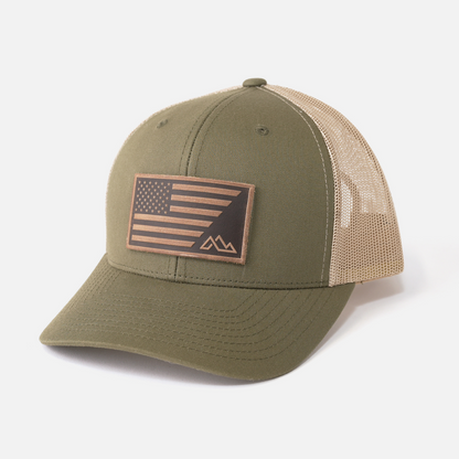 Range Flag Hat – American Flag & Mountain Logo