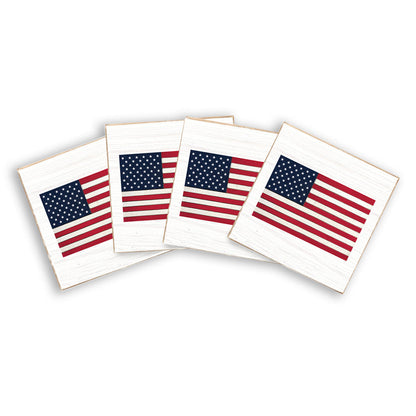 American Flag Coaster Set – Wooden Patriotic | Shop250America