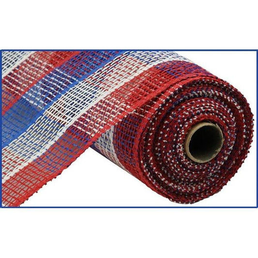 10" Poly Burlap Check Mesh Ribbon: Patriotic