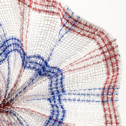 10" Poly Burlap Mesh Ribbon: Patriotic Tinsel Check