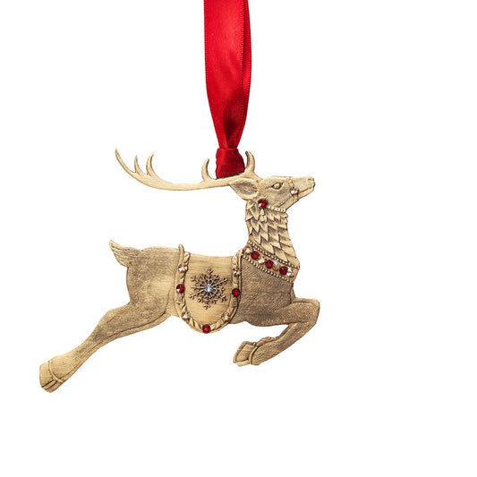 Merry Reindeer Ornament (Bronze) by Wendell August Forge