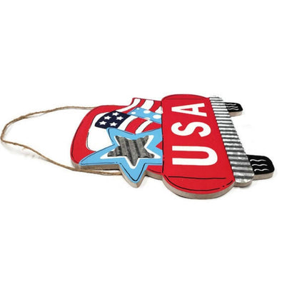 14" Patriotic USA Red Farm Truck Sign