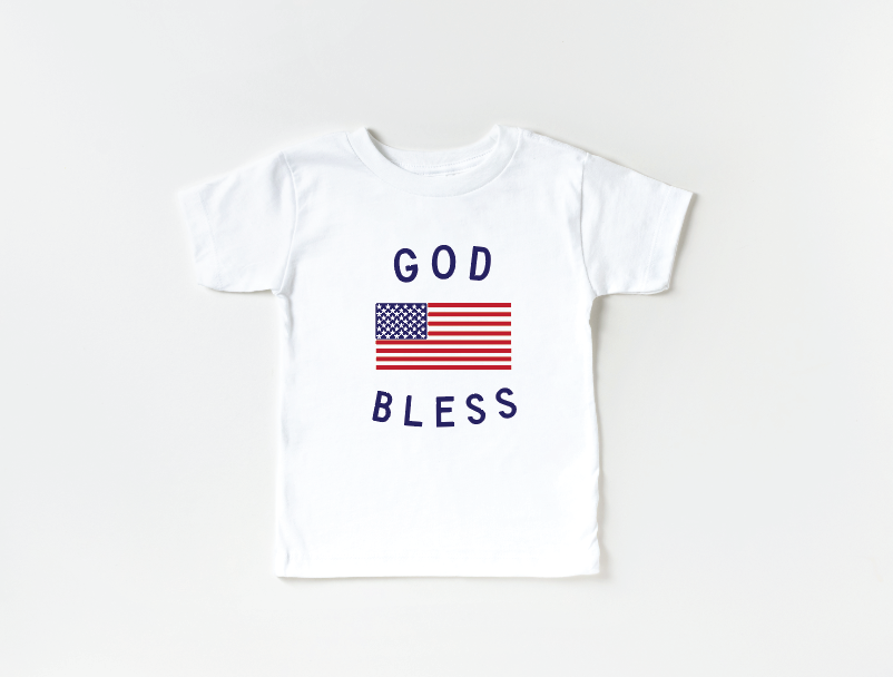 God Bless the USA Kids Graphic Tee - Fourth of July Youth T-Shirt