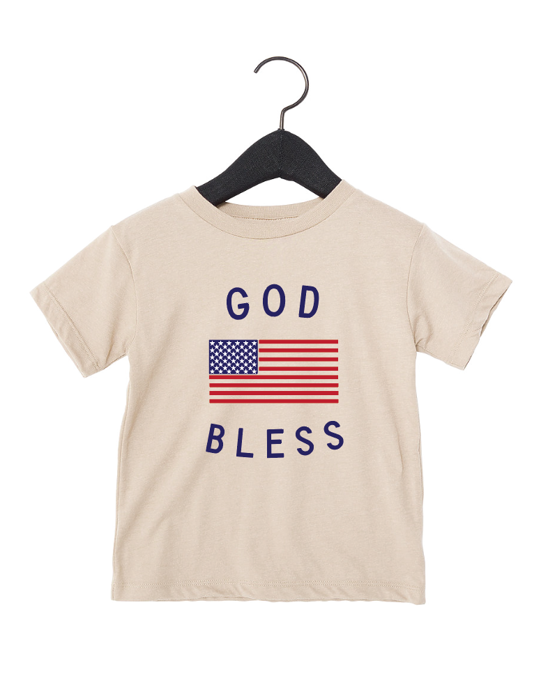 God Bless the USA Kids Graphic Tee - Fourth of July Youth T-Shirt