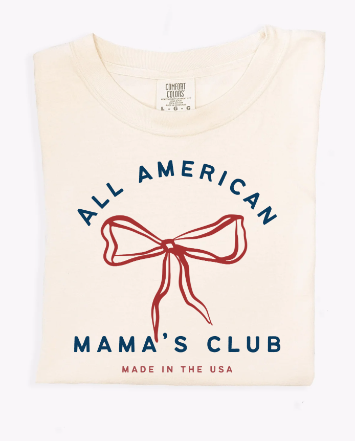 All American Mama's Club Unisex Tee - Patriotic Mom Screen-Printed T-Shirt
