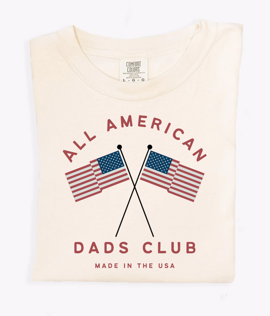 All American Dad's Club Unisex Tee - Patriotic Dad Screen-Printed T-Shirt
