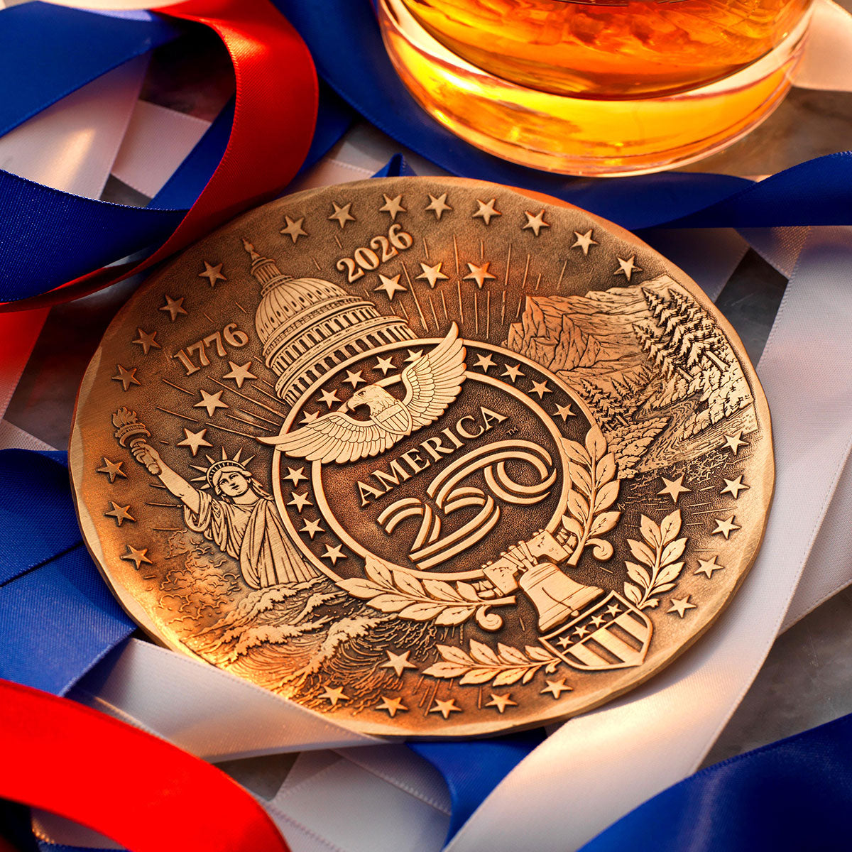 America250 Sea to Shining Sea Commemorative Coaster (Bronze)