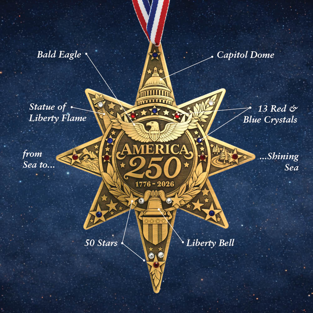 America250 Sea to Shining Sea Commemorative Ornament (Bronze and Crystals)