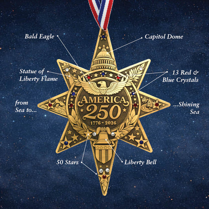 America250 Sea to Shining Sea Commemorative Ornament (Bronze and Crystals)