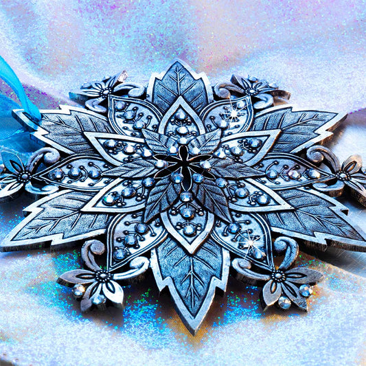 Detail of Snow Crystal Poinsettia Ornament (Aluminum)