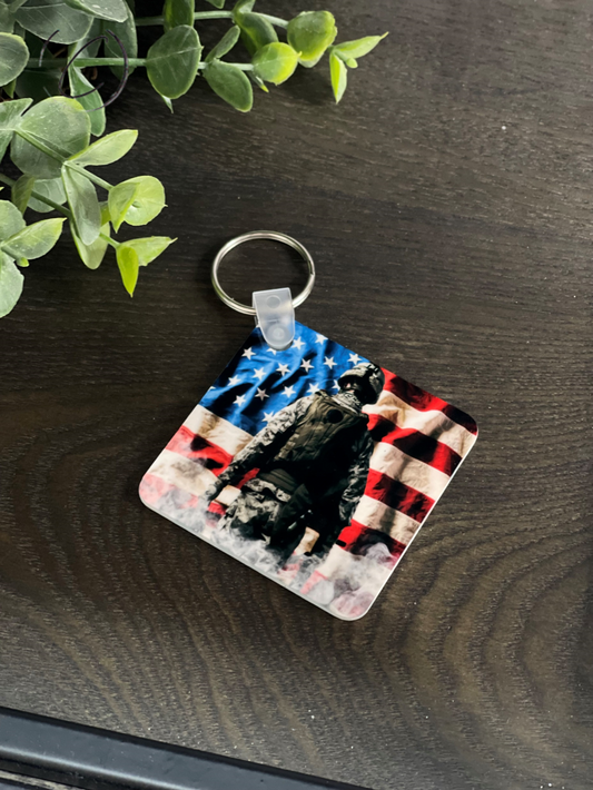 Soldier Keychain – Double-Sided Military Support – USA Made