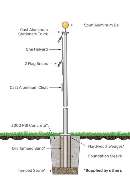 20ft Premium Flagpole - ECS20