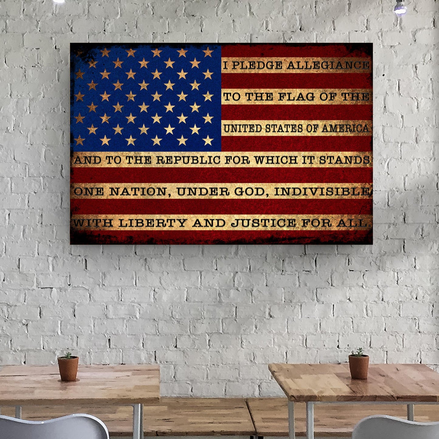 I Pledge Allegiance to the Flag of USA Sign – Patriotic Wall Art Decor