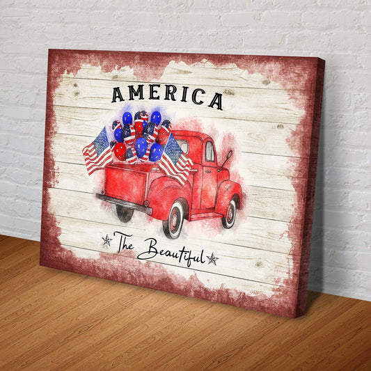 America the Beautiful Sign – Patriotic Canvas Wall Art Decor